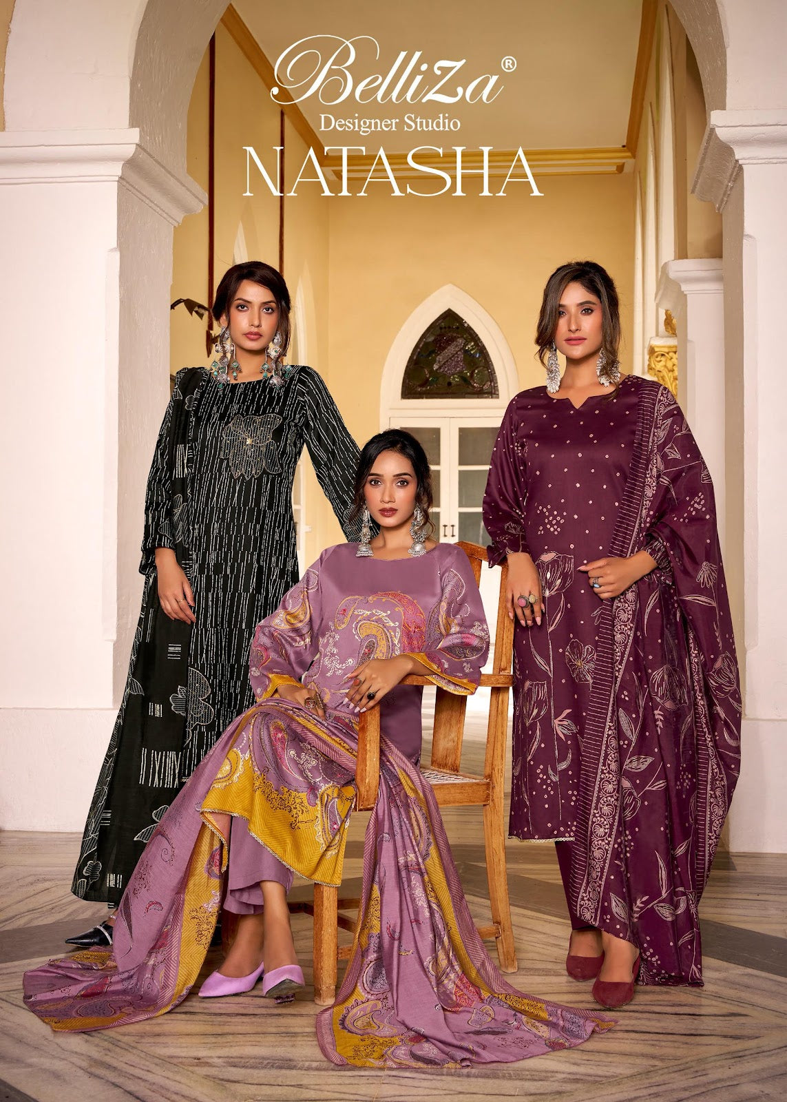 Natasha Belliza Designer Studio Jam Cotton Karachi Salwar Suits Exporter