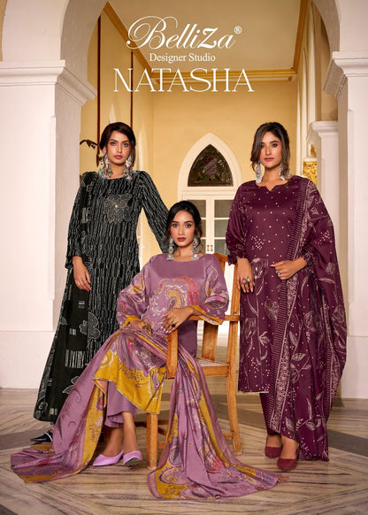Natasha Belliza Designer Studio Jam Cotton Karachi Salwar Suits Exporter