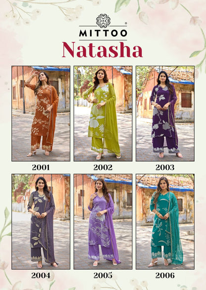 Natasha Mittoo Rayon Readymade Pant Style Suits Exporter
