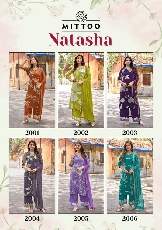 Natasha Mittoo Rayon Readymade Pant Style Suits Exporter