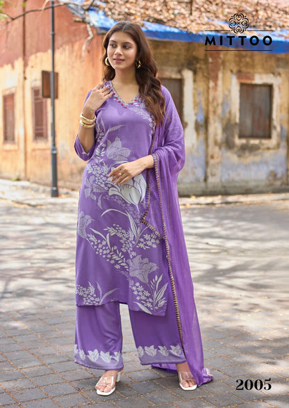 Natasha Mittoo Rayon Readymade Pant Style Suits Exporter