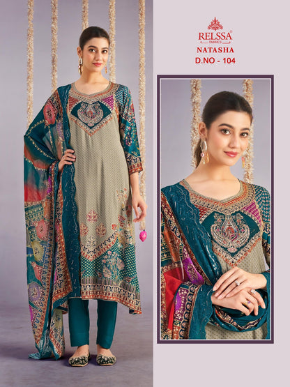 Natasha Relssa Fabrics Pant Style Suits Wholesaler Ahmedabad