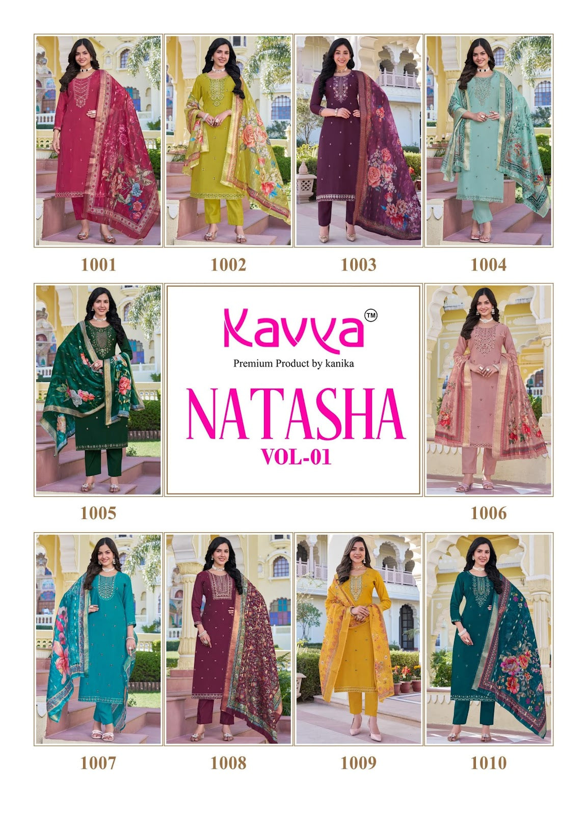 Natasha Vol 1 Kavya Roman Silk Readymade Pant Style Suits Supplier