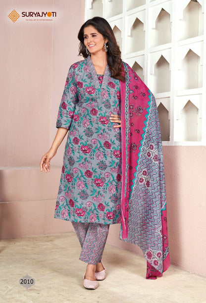 Natasha Vol 2 Suryajyoti Lawn Cotton Readymade Pant Style Suits Manufacturer Gujarat