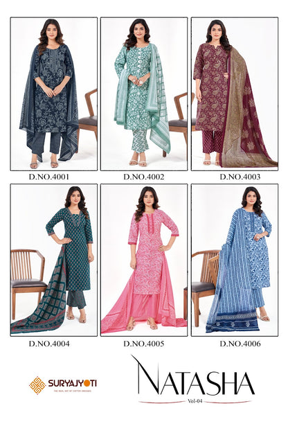 Natasha Vol 4 Suryajyoti Lawn Cotton Readymade Pant Style Suits Wholesale