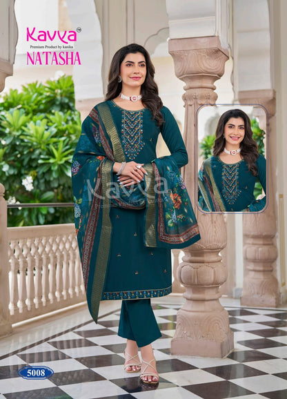 Natasha Vol 5 Kavya Roman Silk Readymade Pant Style Suits Manufacturer Ahmedabad