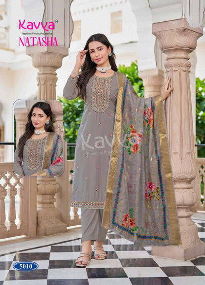 Natasha Vol 5 Kavya Roman Silk Readymade Pant Style Suits Manufacturer Ahmedabad