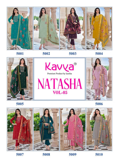 Natasha Vol 5 Kavya Roman Silk Readymade Pant Style Suits Manufacturer Ahmedabad