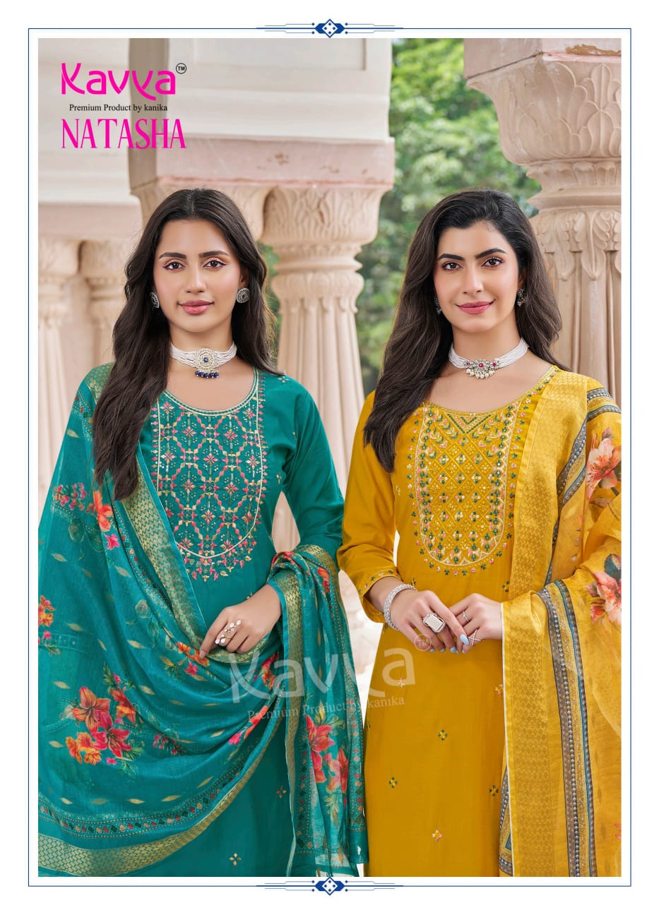 Natasha Vol 5 Kavya Roman Silk Readymade Pant Style Suits Manufacturer Ahmedabad