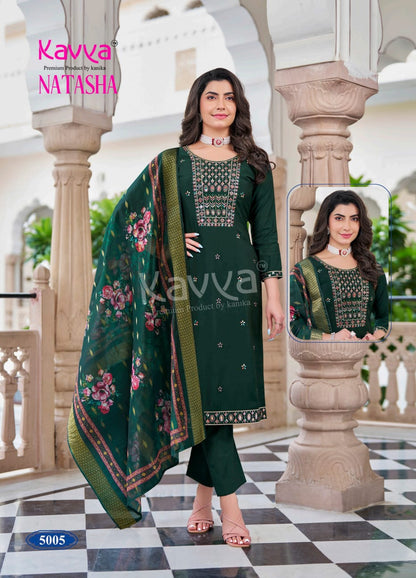 Natasha Vol 5 Kavya Roman Silk Readymade Pant Style Suits Manufacturer Ahmedabad