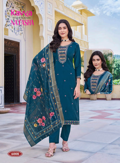 Natasha Vol 6 Kavya Roman Silk Readymade Pant Style Suits Wholesaler Gujarat