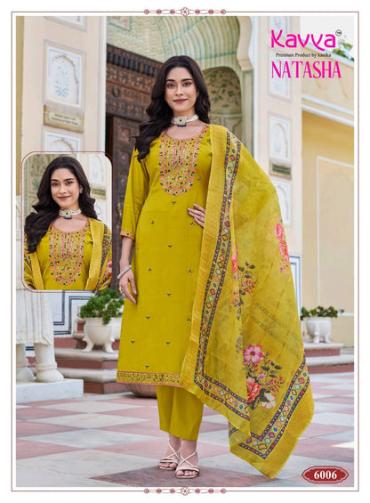 Natasha Vol 6 Kavya Roman Silk Readymade Pant Style Suits Wholesaler Gujarat
