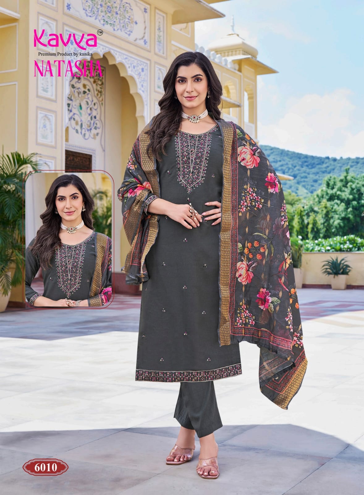 Natasha Vol 6 Kavya Roman Silk Readymade Pant Style Suits Wholesaler Gujarat