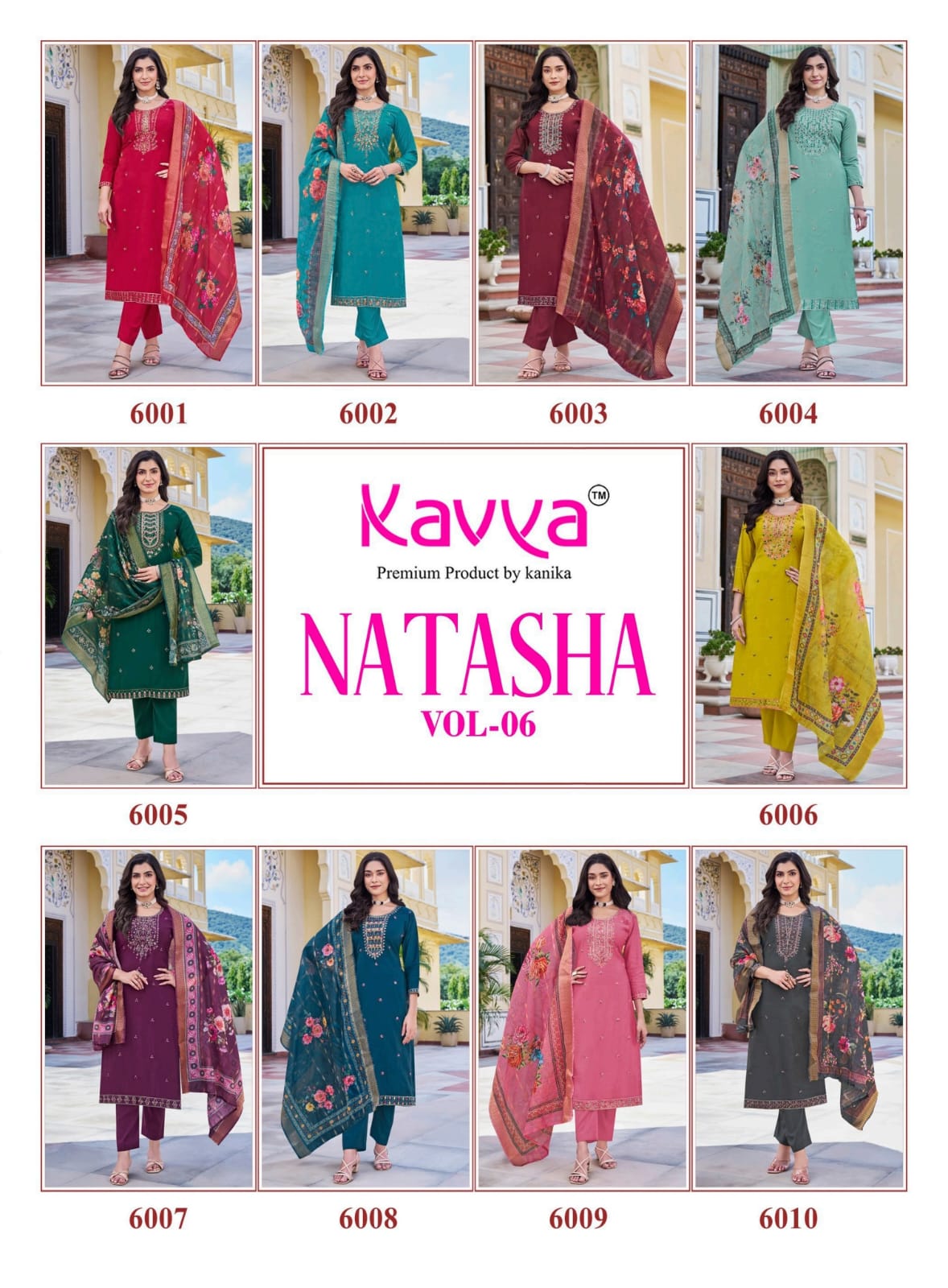 Natasha Vol 6 Kavya Roman Silk Readymade Pant Style Suits Wholesaler Gujarat
