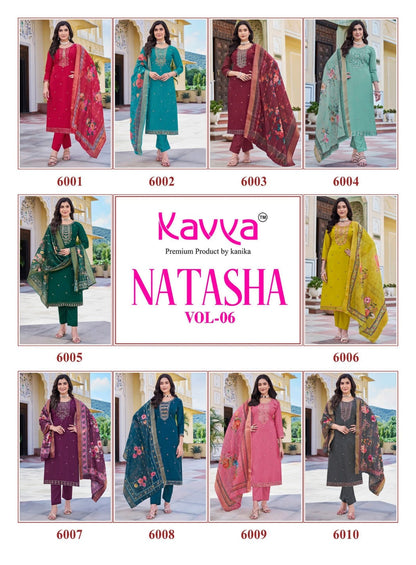 Natasha Vol 6 Kavya Roman Silk Readymade Pant Style Suits Wholesaler Gujarat