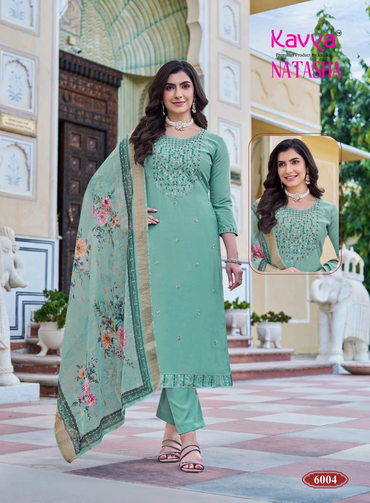 Natasha Vol 6 Kavya Roman Silk Readymade Pant Style Suits Wholesaler Gujarat