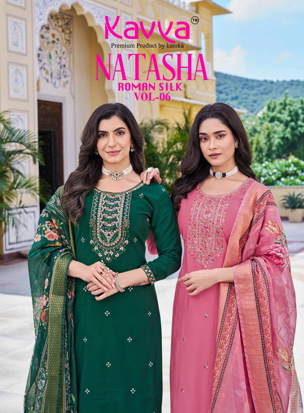Natasha Vol 6 Kavya Roman Silk Readymade Pant Style Suits Wholesaler Gujarat