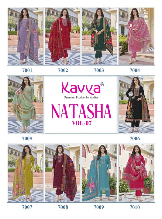Natasha Vol 7 Kavya Roman Silk Readymade Pant Style Suits Exporter India