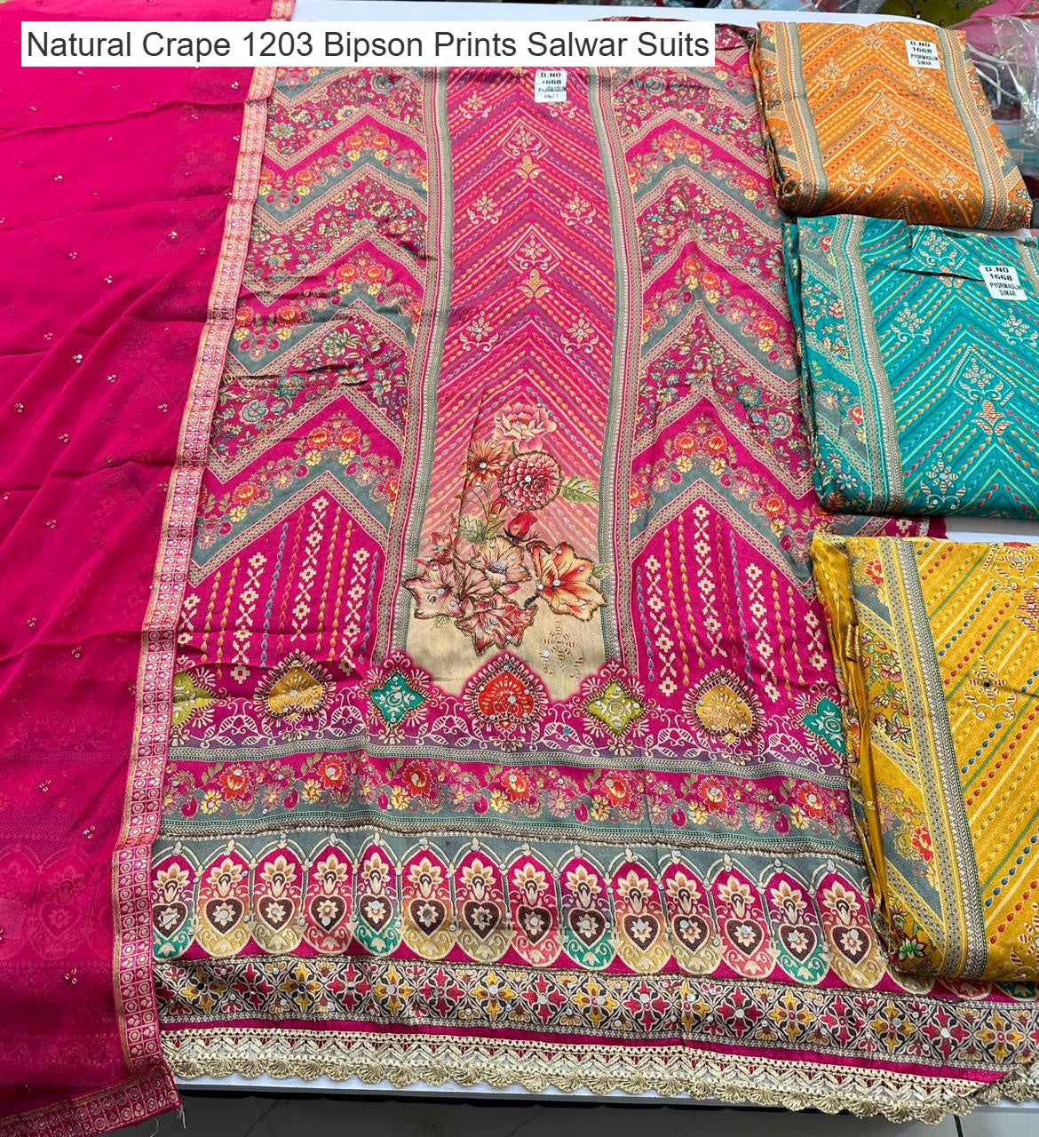 Natural Crape 1203 Bipson Prints Salwar Suits Supplier Ahmedabad