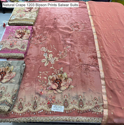 Natural Crape 1203 Bipson Prints Salwar Suits Supplier Ahmedabad