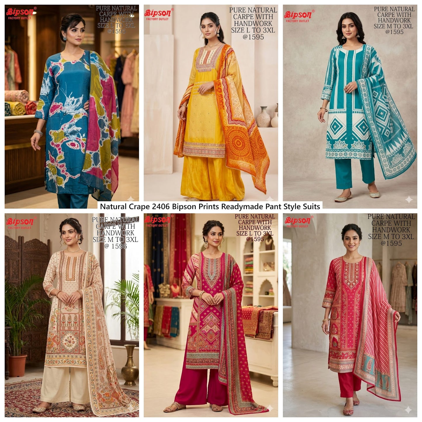 Natural Crape 2406 Bipson Prints Readymade Suits Manufacturer Ahmedabad