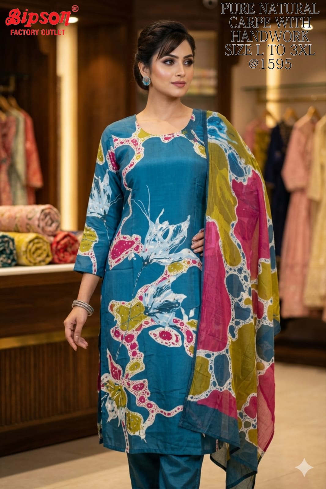 Natural Crape 2406 Bipson Prints Readymade Suits Manufacturer Ahmedabad