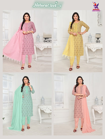 Natural Look 4 Mlm Kalash Lifestyle Slub Readymade Cotton Pant Suits Wholesale Rate