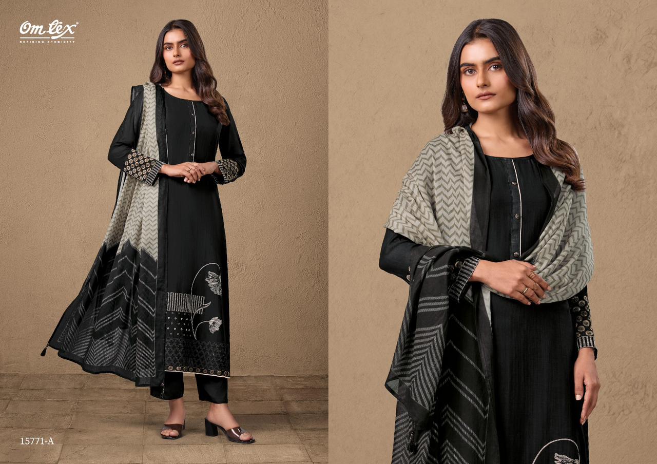 Navatmani Omtex Mal Chanderi Pant Style Suits Wholesaler India