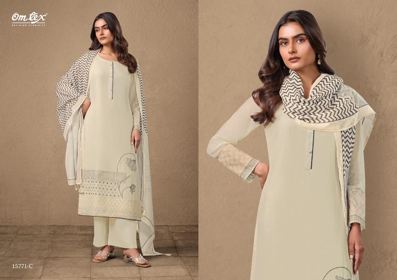 Navatmani Omtex Mal Chanderi Pant Style Suits Wholesaler India