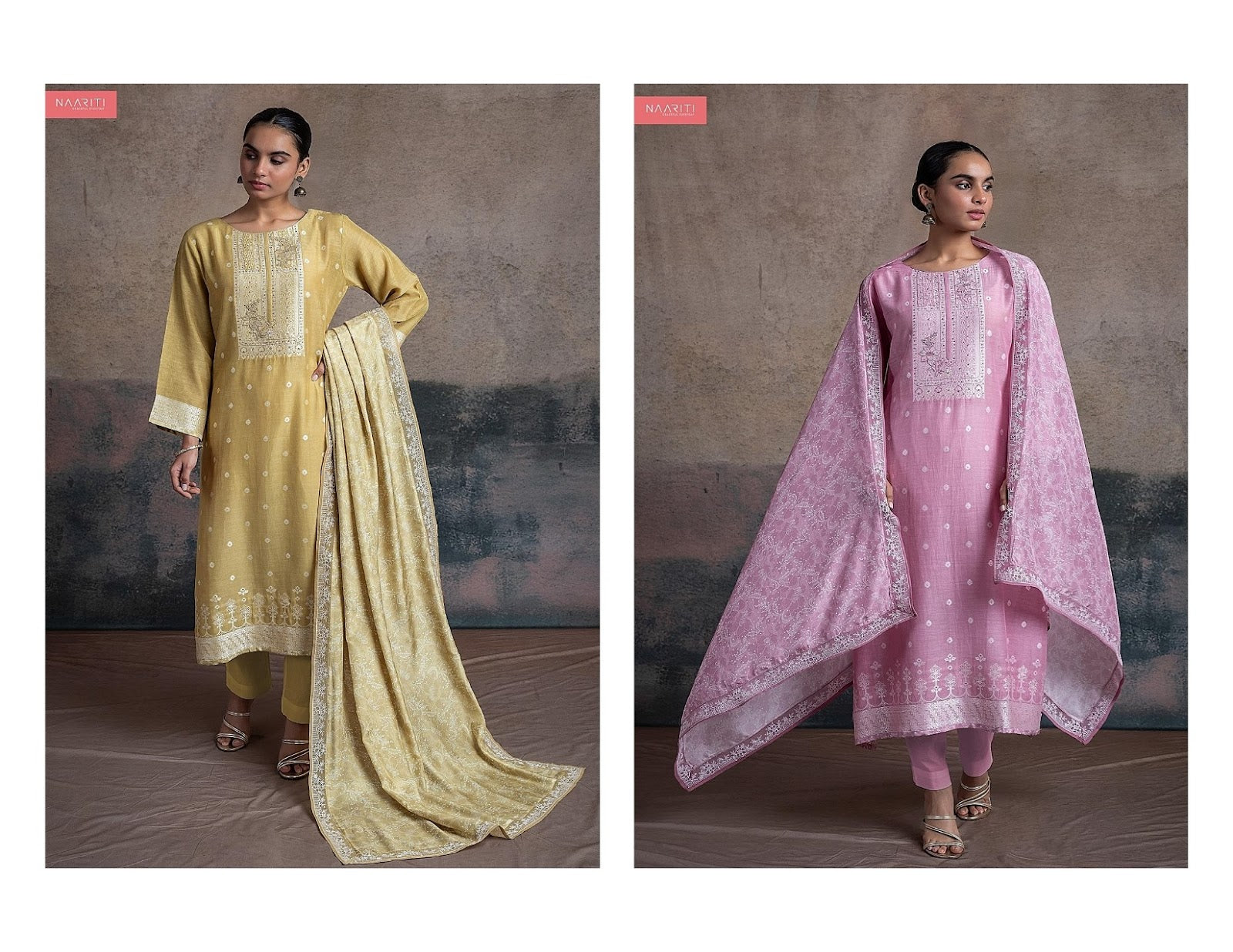 Naveli 2312 Naariti Linen Jacquard Pant Style Suits Wholesaler Gujarat