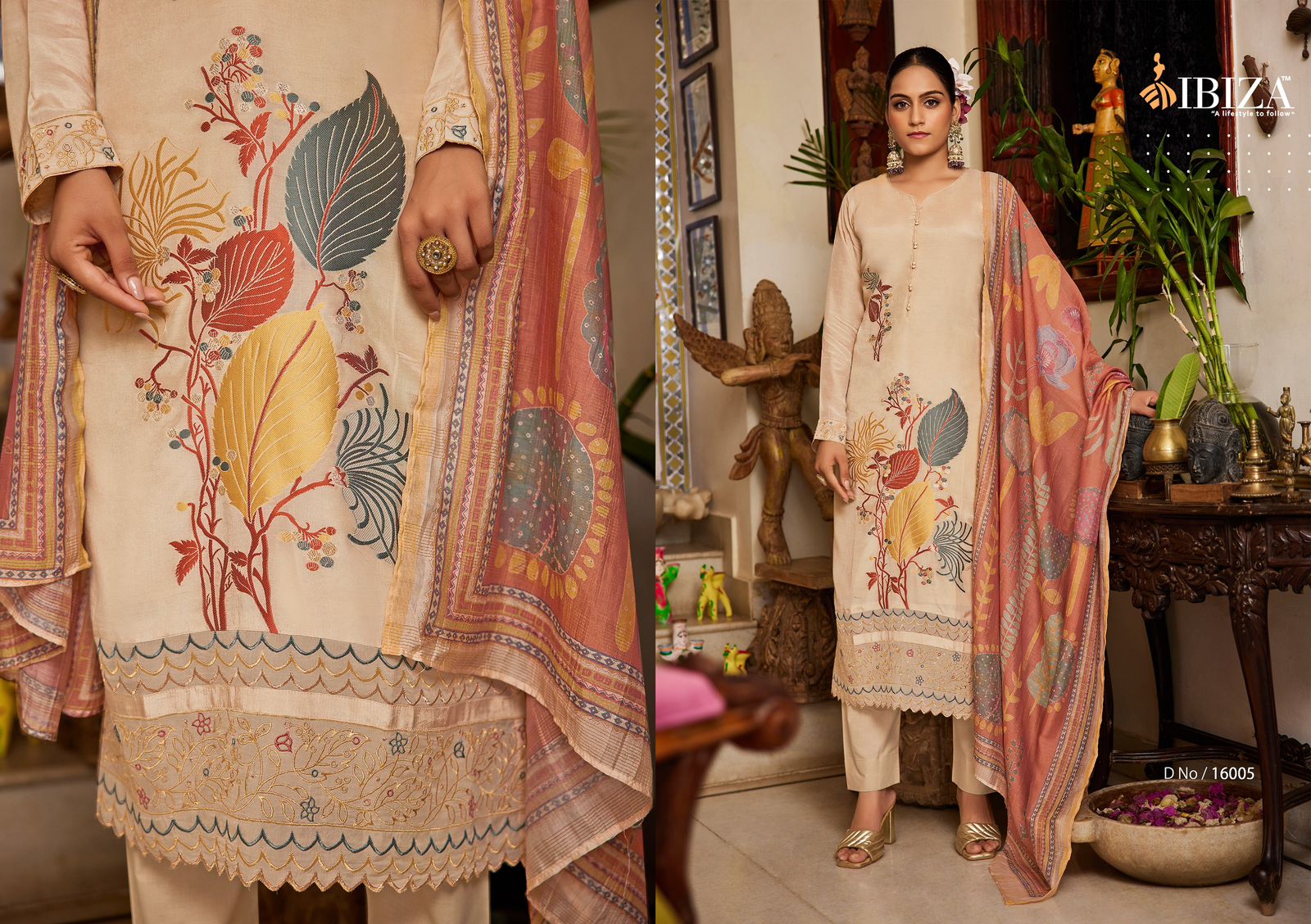 Naveli Ibiza Muslin Jacquard Pant Style Suits Manufacturer Ahmedabad