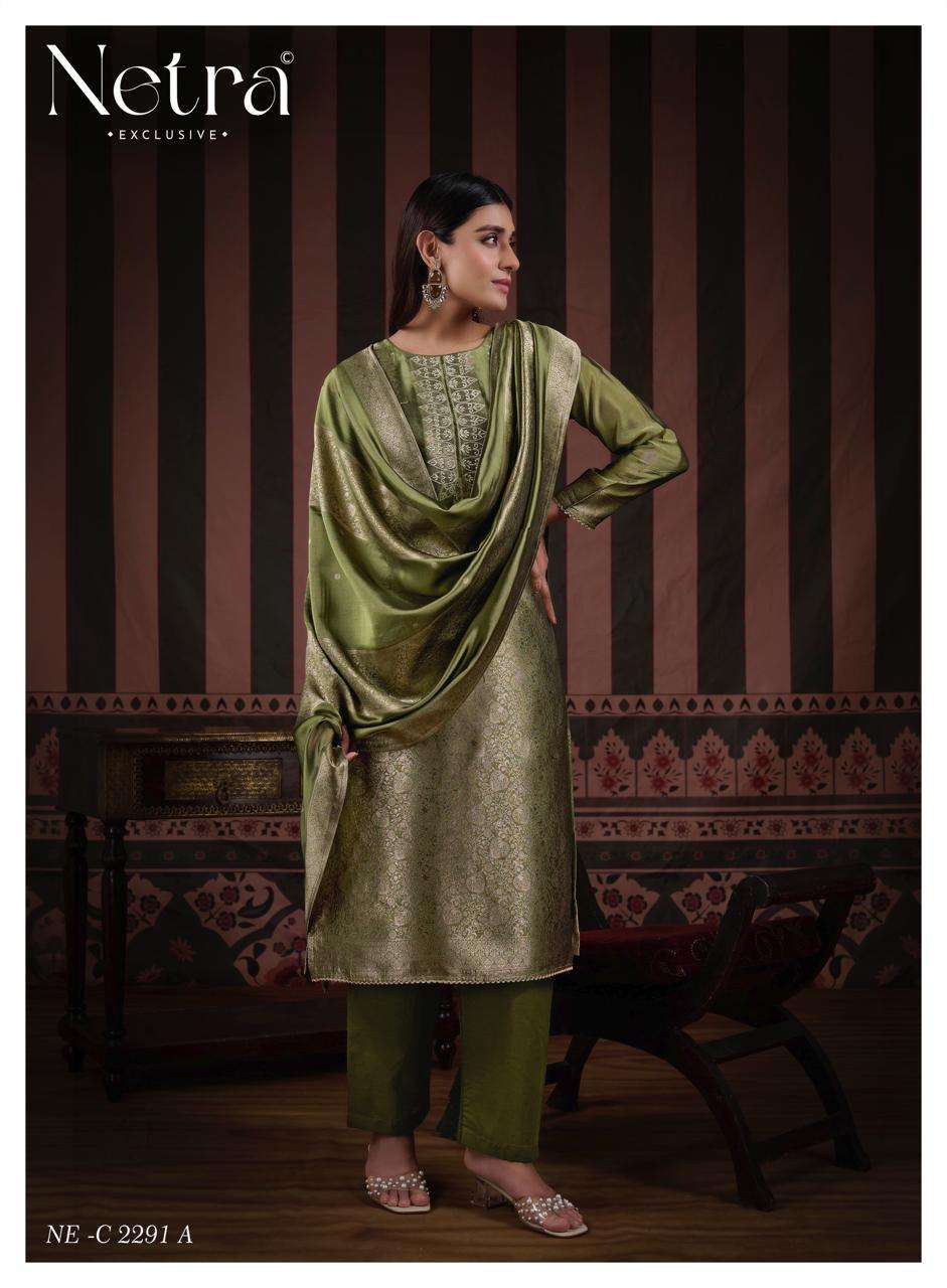 Naveli Netra Woven Silk Pant Style Suits Manufacturer Gujarat