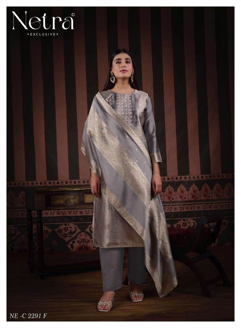 Naveli Netra Woven Silk Pant Style Suits Manufacturer Gujarat