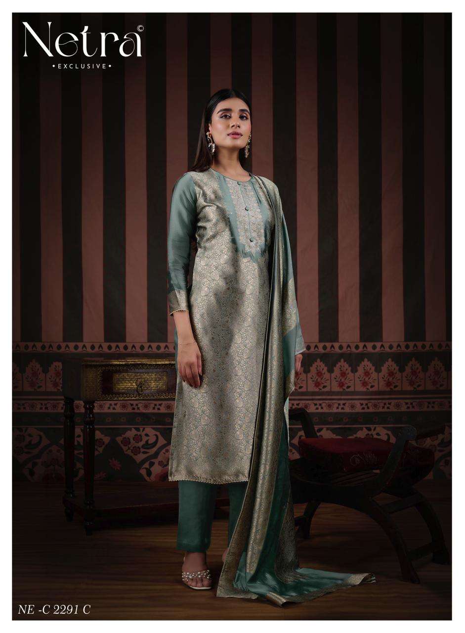 Naveli Netra Woven Silk Pant Style Suits Manufacturer Gujarat