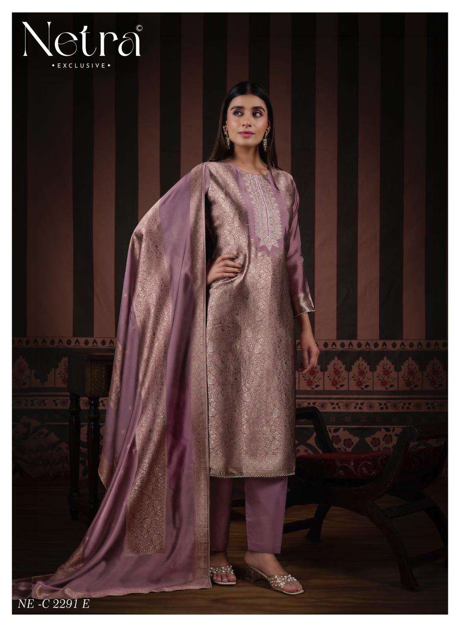 Naveli Netra Woven Silk Pant Style Suits Manufacturer Gujarat