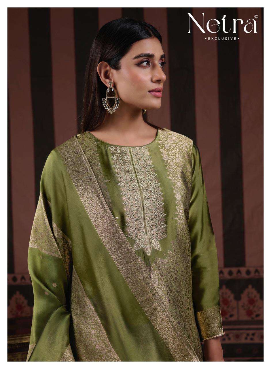 Naveli Netra Woven Silk Pant Style Suits Manufacturer Gujarat