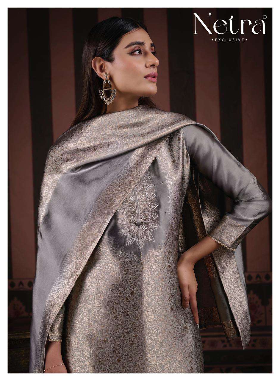 Naveli Netra Woven Silk Pant Style Suits Manufacturer Gujarat