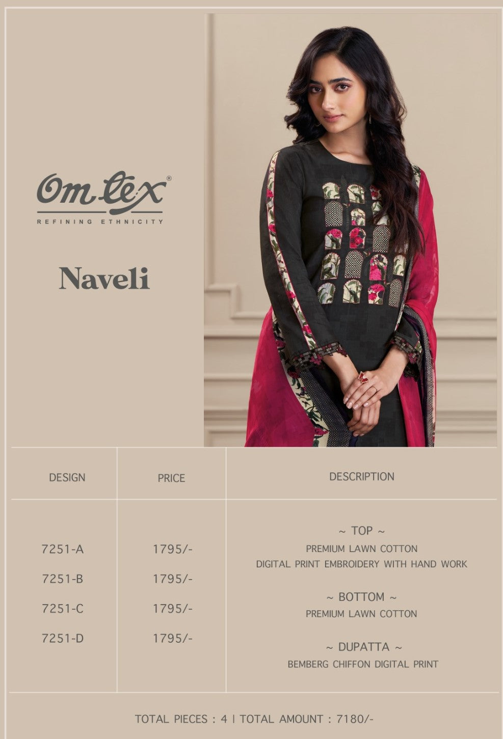 Naveli Omtex Lawn Cotton Pant Style Suits Wholesale Rate