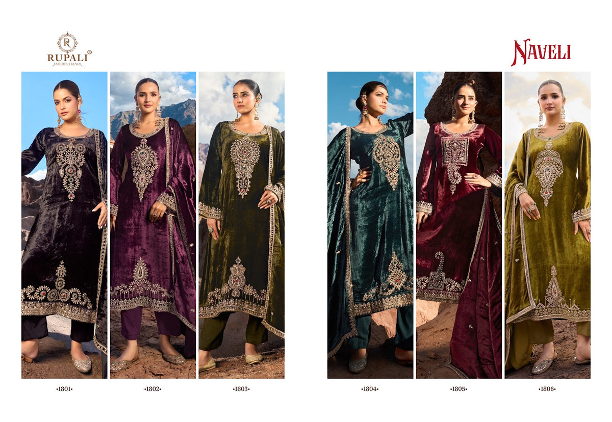 Naveli Rupali Viscose Velvet Suits Exporter India