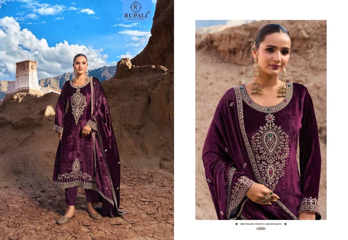 Naveli Rupali Viscose Velvet Suits Exporter India