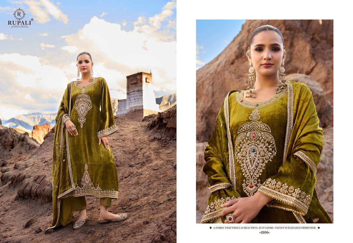 Naveli Rupali Viscose Velvet Suits Exporter India