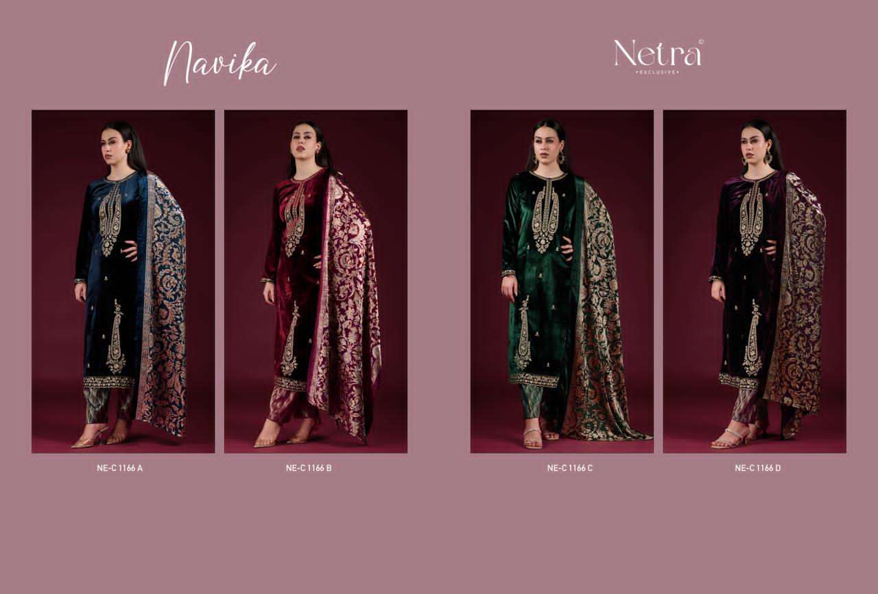 Navika Netra Velvet Suits Wholesaler Ahmedabad