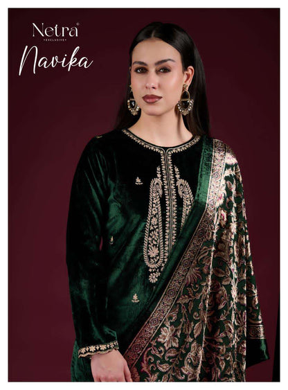 Navika Netra Velvet Suits Wholesaler Ahmedabad