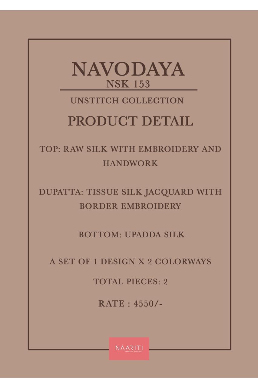 Navodaya 153 Naariti Raw Silk Pant Style Suits Manufacturer