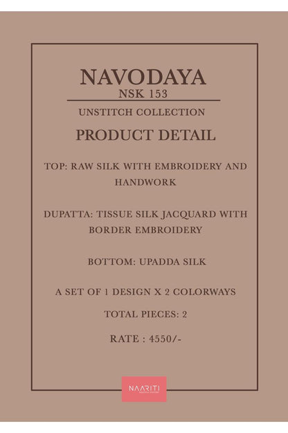 Navodaya 153 Naariti Raw Silk Pant Style Suits Manufacturer