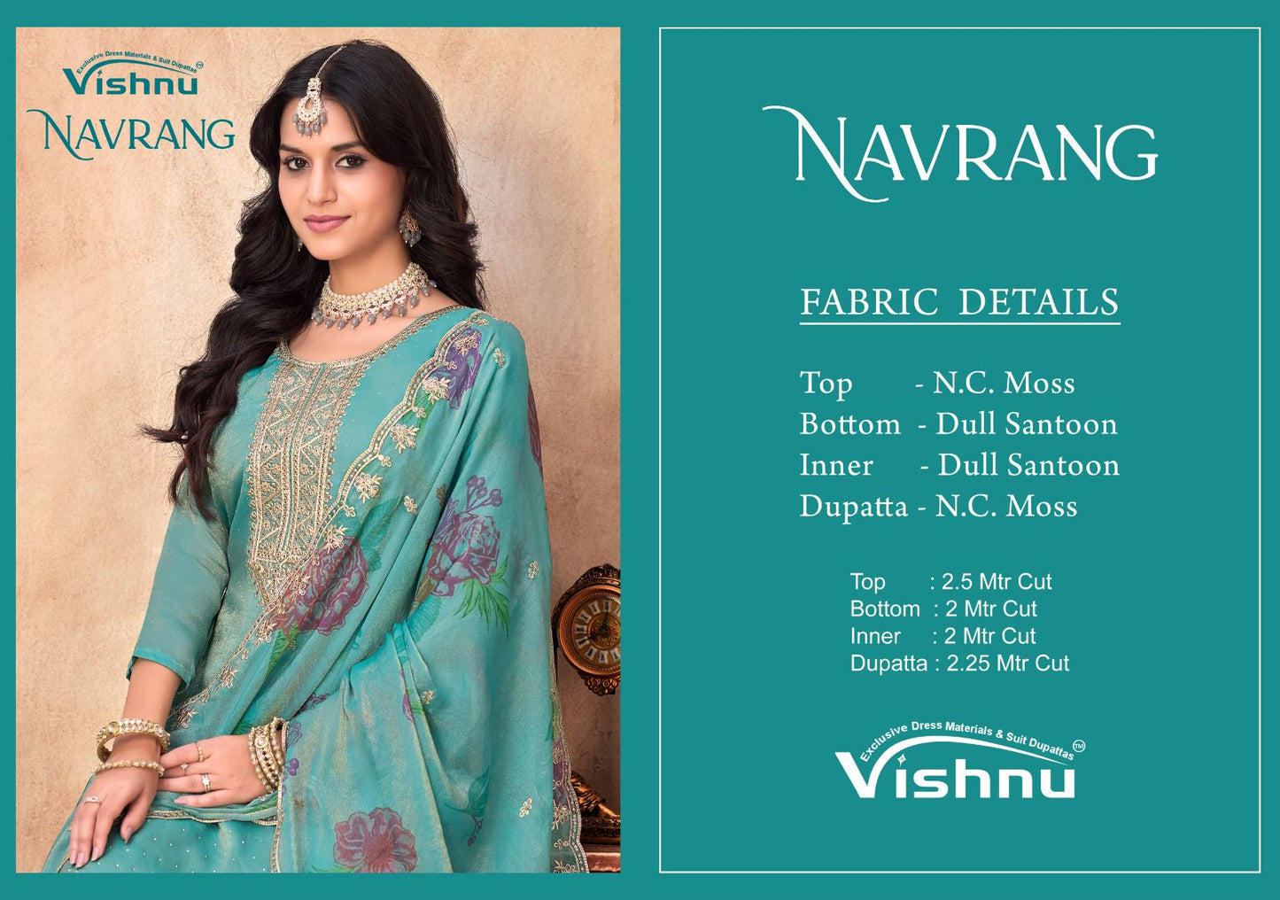 Navrang Vishnu Impex Moss Pant Style Suits Wholesaler India