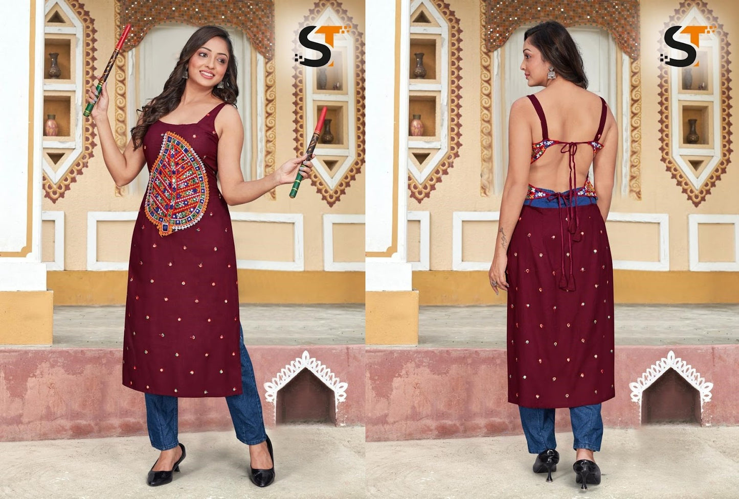 Navratri 2024 Salas Heavy Rayon Kurtis Supplier Ahmedabad