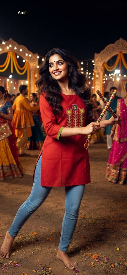 Navratri Special 26 Amiti Dhabu Cotton Short Kurtis Supplier India