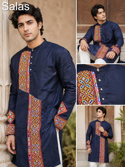 Navratri Special Gamthi Work Salas Cotton Mens Kurta Exporter Gujarat