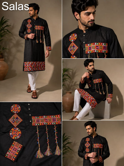 Navratri Special Gamthi Work Salas Cotton Mens Kurta Exporter Gujarat